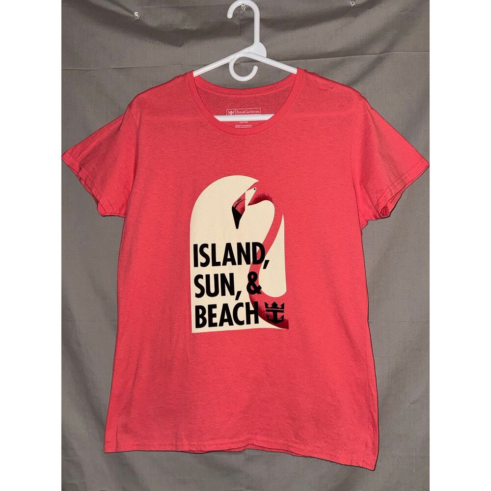 Royal Caribbean Women's Island Sun & Beach Flamingo Pink T-Shirt, Size Large - Picture 2 of 5